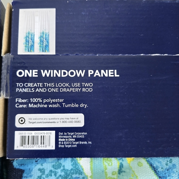 Room Essentials New 2 Packs Blue Chesapeake Tropical Floral Window Panels 84" - Picture 6 of 7